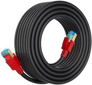 Cat 8 Ethernet Cable 75 ft, Outdoor&Indoor, High Speed 26AWG Internet Cable 40Gbps 2000Mhz, Shielded Direct Burial RJ45 Network Cable,Weatherproof S/FTP UV Resistant Cable for Router/Modem/Xbox/Gaming