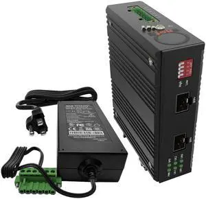 Extended Temperature Range 10G SFP+ to SFP+ Fiber to Fiber Media Converter - DIN Rail - 10G OEO 3R Transparent Repeater - 2 x Open SFP+ Slots - Supports 10GB SFP+ or 1GB SFP's - Without Transceivers