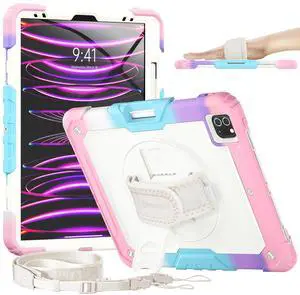 Timecity Case for iPad Pro 12.9 inch 2022/2021/ 2020/2018, Case for iPad Pro 12.9in 6th/ 5th/ 4th/ 3rd Generation: Heavy Duty Protection but Not Bulky - Pink Camo
