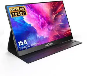 InnoView Portable Monitor, 15.6 Inch FHD 1080P HDMI USB C Second External Monitor for Laptop, Desktop, MacBook, Phones, Tablet, PS5/4, Xbox, Switch, Built-in Speaker with Protective Case