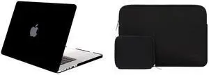MOSISO Compatible with MacBook Pro 13 inch Case 2015 2014 2013 end 2012 Older Version (Models: A1502 & A1425) with Retina Display, Plastic Hard Shell Case & Neoprene Sleeve Bag with Small Case, Black