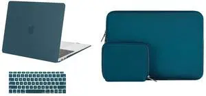 MOSISO Compatible with MacBook Air 13 inch Case 2018-2020 Rlease A2337 M1 A2179 A1932, Plastic Hard Shell Case&Neoprene Sleeve Bag with Small Case&Keyboard Cover, Deep Teal