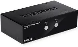 TRENDnet 2-Port Monitor DisplayPort KVM Switch with Audio, 2-Port USB 2.0 Hub, Supports 4K UHD 3840 x 2160 @ 60Hz, DisplayPort 1.2, Black, TK-241DP