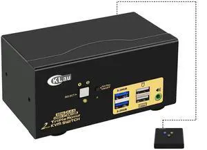 CKLau 4K@60Hz 2 Port HDMI KVM Switch Triple Monitor with Audio, Cables and 2 USB 3.0 Hub for 2 Computers Sharing Keyboard Mouse, 3 Monitors and 2 Peripherals Devices Support Hotkey Switching