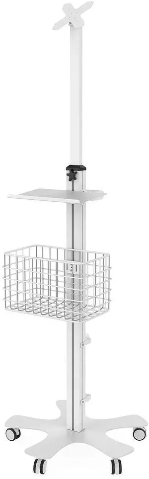 Medical Floor Stand - CTA Adjustable Mobile Floor Stand with VESA Plate, Basket, Keyboard Tray, Navigation Handle, & Interior Cable Routing System  Compatible with Paragon Enclosures (ADD-MFS)