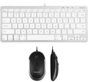 Macally USB C Wired Mouse and Compact QWERTY Keyboard, Perfect for USB C Devices