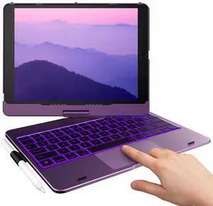typecase Touch Case with Keyboard for iPad 9th Generation (10.2", 2021), Multi-Touch Trackpad, 10 Color Backlight, 360, Thin & Light - iPad 8th Gen (2020), 7th Gen (2019), Air 3, Pro 10.5 (Violet)