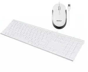 Macally Ultra Slim Wired Computer Keyboard and a Silent Wired Mouse, Essential Office Accessories