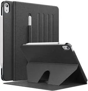 SaharaCase Multi-Angle Case for Apple iPad Air 10.9-inch (4th Gen, 5th Gen) and iPad Air 11-inch M2 [Shockproof Bumper] Rugged Protection Antislip Grip Leather Kickstand - Black