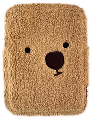 Kimhachan Pluffy Ha-Chan Tablet Pouch 11 inch - Tablet Sleeve Kindle Pouch Bag Case 9 10 inch E-Readers Embroidered Cute Character Puffy Korean Goods for Women (Brown)