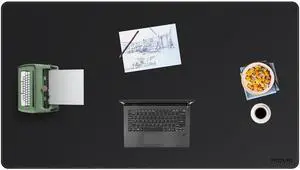 Mydours Giant 63" x 36" Desk Pad, PU Leather Surface for Extra Large Coverage, Professional Office Mat, Large Mouse Pad for Desk for Writing, Workspace, Home and Office (Black)