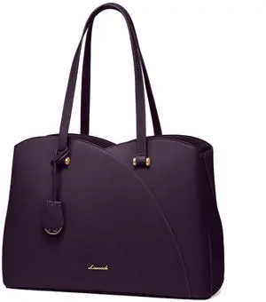 LOVEVOOK 17.3 Inch Laptop Tote Bag for Women, Teacher Work Tote Bags Laptop Bag, Leather Computer Bag Large Purses Handbag Professional Briefcase, Purple