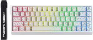 MCHOSE ACE 68 60% Mechanical Gaming Keyboard Wired Rapid Trigger Hall Effect Keyboard Magnetic Switch Hyper-Fast Adjustable Actuation, 8000Hz, Hot Swap RGB PC MAC Laptop (White Topographic TTC Uranus)