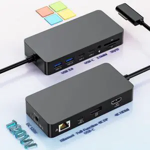 Microsoft Surface Dock Triple Displays 4K@60Hz HDMI+ USB C + DP with 120W Power Adapter,Surface Pro Docking Station for Microsoft Surface Pro 12/11/10/9/8/7,Surface Laptop7/6/5/4/Surface Go