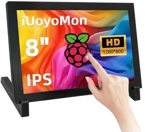 iUoyoMon 8 inch Touchscreen Mini Monitor, 1280 X 800 HDMI Small Portable Monitor IPS LCD Display for Laptop Raspberry Pi Game Consoles