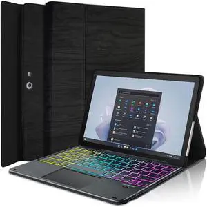 Touchpad Keyboard Case for Microsoft Surface Go 4 (2023) / Go 3 (2021) / Go 2 (2020) / Go (2018), LDSOYIA Rainbow Backlit Wireless Trackpad Keyboard PU Cover Case for Surface Go 4/3/2/1