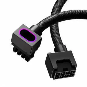 AIJS 8PIN GPU Extension Cable, ARGB PC Cable with 5V 3Pin,18AWG 90° Right-Angle Design for Cleaner PC Builds,Male-to-Female Connectors Suitable for Various GPU and Power Supply.30CM(Black-GPU-Clip A)