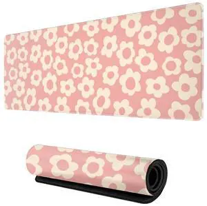 Groovy Flower Modern Pink Abstract Mouse Pad Gaming XL Large Mousepad Desk Mat Long Extended Big Keyboard Pads Table Accessories for Gaming and Office Pc Laptop Computer 31.5 X 11.8 Inch