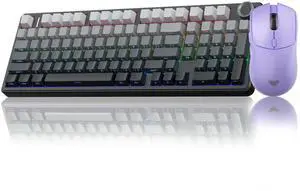 AULA Wireless Keyboard and Mouse Combo, F99 Pro Mechanical Keyboards with Knob,Tri-Mode Hot Swappable Keyboard+SC580 Wireless Gaming Mouse Purple