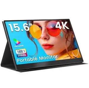 Upperizon Portable Monitor 15.6" 4K UHD 3840X2160 100% sRGB 60Hz IPS HDR HDMI USB-C Travel Monitor for Laptop MacBook PC Surface PS5 Xbox, External Display with Cover & Speakers, VESA Compatible