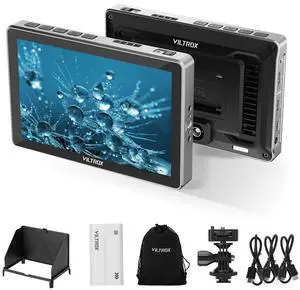 VILTROX DC-L2 7" Touchscreen Camera Field Monitor, 4K 60Hz SDI+HDMI Input/Output, 1280x800 600 Nits Brightness Camera Monitor with Waveform, Peaking, False Color, 3D LUT, Sunshade Hood, Battery
