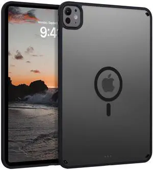 Telaso Magnetic for iPad Pro 11 inch 2024 (M4) Case, Supports Pencils, Translucent Matte Back Soft TPU Bumper Military Grade Shockproof Protective Case for iPad Pro 11 inch (M4) 2024, Black