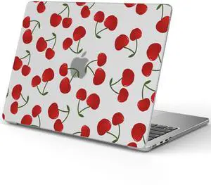Idocolors Cute Cherry Case Compatible with MacBook Pro 14 Inch(Models A2442/A2779 M2/A2918/A2992 M3), Transparent Frosted Protective Hard Case Anti Scratch Cover for Girls Women Men