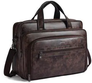 Shrrie Leather Messenger Bag for Men&Women 17 Inch Leather Laptop Bag,Water-Resistant Large Shoulder Satchel Office,Work