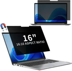 CeiLarv Magnetic Laptop Privacy Screen 16 Inch 16:10 Removable Notebook Laptop Privacy Filter Shield and Protector [Anti-Spy/Glare] Film for 16 inch (Width x Height: 351mm x 225mm)