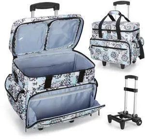 Teamoy Rolling Teacher Bag with 15.6 Inch Laptop Compartment, Teacher Tote Bag with Detachable Wheels, Multi-functional Rolling Teacher Tote, Dandelion