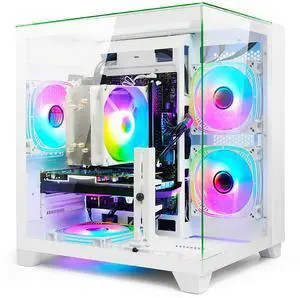 LXZ Gaming PC Desktop 12th I5-12400F, Desktop Computer, GeForce RTX 3050, 32G DDR4 RAM, 1TB NVME SSD, Prebuilt Tower Computer for Gaming, Home and Office (White)
