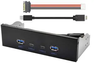 CY 10Gbps USB 3.1 Type-A & Type-C HUB 4 Ports Front Panel to Motherboard Type-E Connector Cable 10Gbps for 5.25" CD-ROM Bay Tray