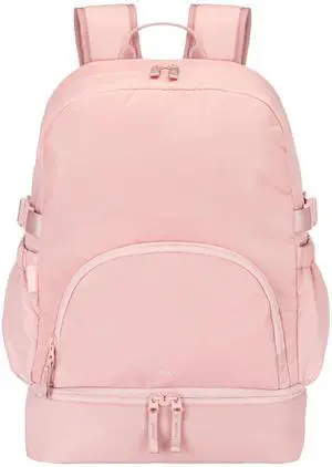 Bentgo 2-in-1 Adult Backpack & Insulated Lunch Bag  Lightweight, Water-Resistant Travel Backpack with 9 Compartments, Laptop Sleeve & Trolley Sleeve for Work & Everyday Use (Soft Blush)