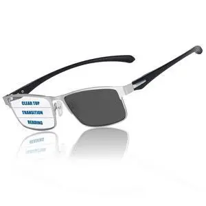 GHDBFMB Progressive Reading Glasses Men Photochromic Readers Clear Top Multifocal Transition Multifocal Tr90 Eyeglasses 3.0