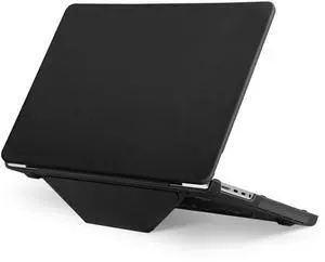 MOSISO Compatible with MacBook Pro 14 inch Case 2025 2024 2023 2022 2021 M5 M4 M3 M2 M1 A3434 A3112 A3185 A3401 A2918 A2992 A2779 A2442, PU Leather Coated Plastic Hard Shell with Fold Kickstand, Black