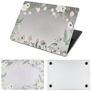 IMMOENUC Transparent Flower Case for 2025-2023 MacBook Air 15 M4/M3/M2 ChipA3241 A3114 A2941 15 inch Case Matte Hard Shell Plastic Protective Cover Lightweight, Durable (Floral Wreath)
