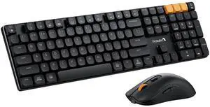 ProtoArc Mechanical Keyboard and Mouse, KM310 Wireless Rechargeable Aluminum Keyboard Mouse, 2.4G+Dual Bluetooth, Low Profile Keys, Red Switches, Multi-Device, for Windows/Mac - Black