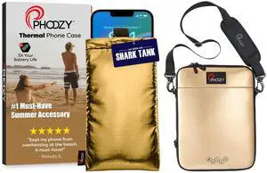 PHOOZY Thermal Phone Case - Apollo Series (Large Gold) + Insulated Thermal Sleeve Laptops, iPads, MacBooks & Similar Sized Tablets or Laptops up to 11" (Gold)