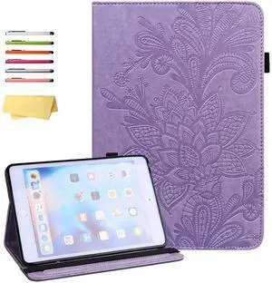 UUcovers Fire HD 10 Case 9th/7th/5th Generation (2019/2017/2015) with Pencil Holder [Auto Sleep/Wake] Elastic Band Pocket Multi-Angle Stand Magnetic Folio PU Leather Shockproof Cover,Purple Flower