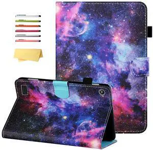 UUcovers 7" Kindle Fire 7 Tablet Case 9th/7th/5th Generation (2019/2017/2015 Release) with Stand Pencil Holder [Auto Wake/Sleep] Slim Smart Magnetic Folio PU Leather & TPU Back Cover, Rainbow Galaxy