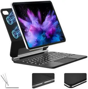 kenke Magic keyborad Case for iPad 11th (A16, 2025) / 10th Generation 10.9 inch 2022, Floating Cantilever Stand, Portrait/Landscape Mode, Upgraded Multi-Touch Trackpad  7 Colors Backlight, Black