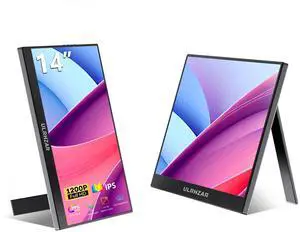 Ulrhzar Portable Touchscreen Monitor 14inch FHD 1920X1200P 60hz mini-HDMI USB-C External Computer Monitors for Laptop Xbox Switch, Built-in Speaker