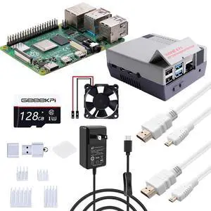 GeeekPi Starter Kit for Raspberry Pi 4 8GB, with Pi 4, Case with Fan, 128GB Card, Card Reader,Cables and USB C Power Supply