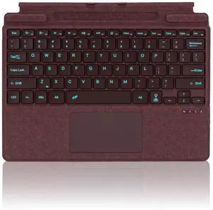 Type Cover for Microsoft Surface Pro 11 Pro 10 Pro 9 Pro 8 Pro X, 13 inch, Ultra-Slim Bluetooth Keyboard with Multi-Touchpad Mouse Rechargeable, 7-Color LED Backlit (Burgundy with Backlit)