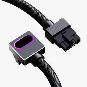 AIJS 16PIN GPU Power Cable,12VHPWR GPU Modular Cable,ARGB PSU Cable with 5V 3Pin,18AWG 90° Right-Angle Design,Male to Male for All RTX 40&50 Series(5090 not Allowed) PC Power Cord(Black, Clip A-30CM)