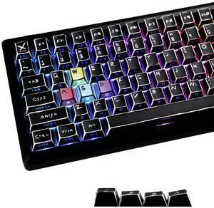 YMDK Retro Color Hand-Drawn Manga Theme Keycaps Sidelit Anime Comic Full Set 128 Keys Creative Interesting Homemade Custom Keycap PBT Dye Sub Cherry Profile Key Caps for MX Mechanical Keyboard