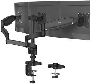 WALI Triple Monitor Mount, 3 Monitor Desk Mount with Premium Gas Spring Arm for Screens up to 27 inch, Multiple Monitors Stand with Tilt, Swivel, Rotation, Mounting Holes 75/100 mm, Black
