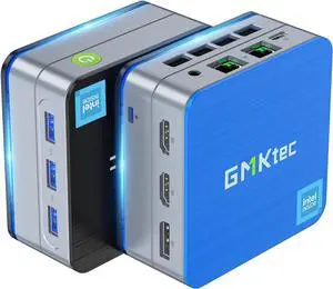 GMKtec Mini PC Intel N100(Turbo 3.4GHz) 12GB DDR5 256GB SSD Dual LAN, Desktop Mini Computer 4K Triple Display, WiFi6, BT5.2, Energy Efficient