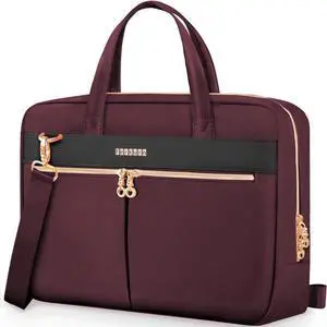 Ferkurn Laptop Bag Case Women Men Computer Bag Compatible with MacBook/HP/LG/Dell, Shoulder Strap Slim Carrying Messenger Briefcase, Wine Red, 17-17.3 Inch
