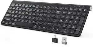 JOYACCESS Wireless Keyboard, 2.4G Ergonomic and Slim Wireless Keyboard with USB & Type C, Full Size and Portable Design for Computer/Laptop/Windows/Mac-Black